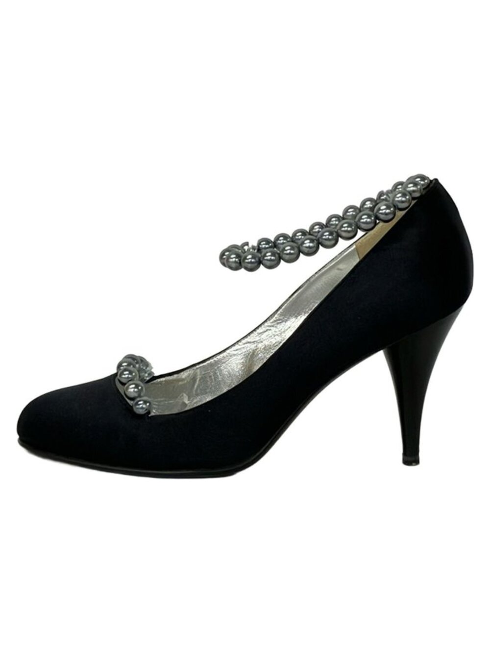 Chanel Pumps 36.5 C Black Silver Heel